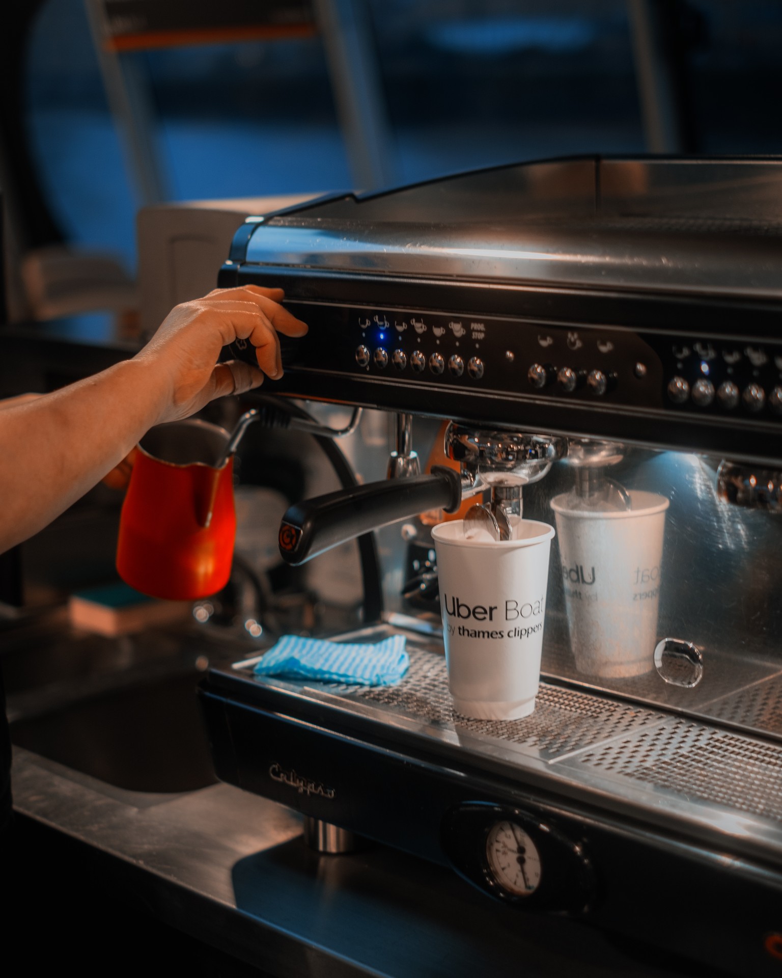 coffee machine and hand