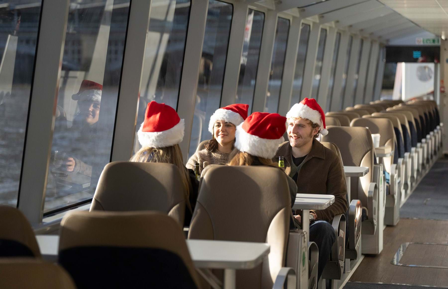 Friends with Christmas hats